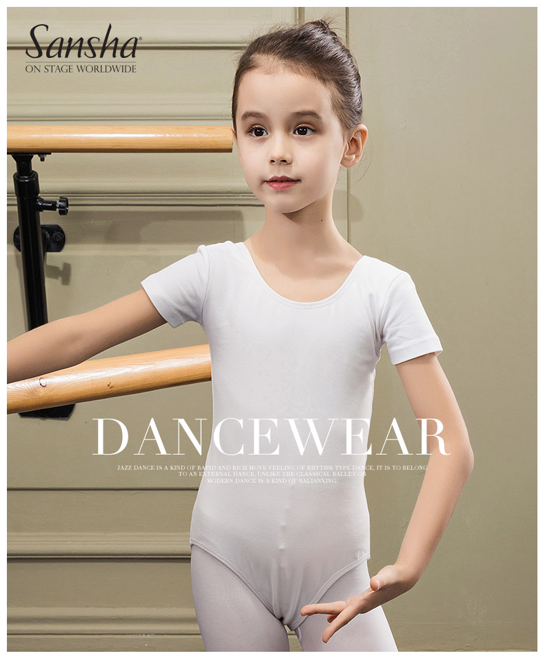Sansha Children's Dance Leotard Short-Sleeve Ballet Bodysuit for Girls, Light Purple with Open Crotch, Size S 1