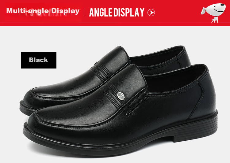 EGCHI Men's Slip-On Leather Shoes, Wear-Resistant Soft Sole, Driving Fashion Business Casual Shoes X222802 Black 44 16