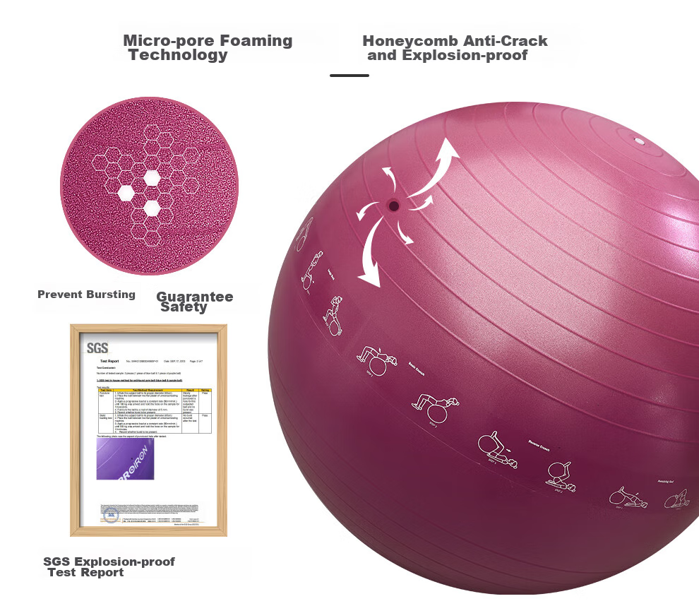 PROIRON Puli'ai Yoga Ball, Thickened Anti-Burst Fitness Ball for Adults, Large Balance Ball, 65cm Elegant Gray 7
