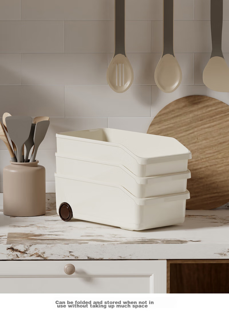 Baicaoyuan Storage Box, Kitchen Organizer with Wheels, Cabinet Clutter Storage Basket, Under-Sink Organizer, Set of 2 12