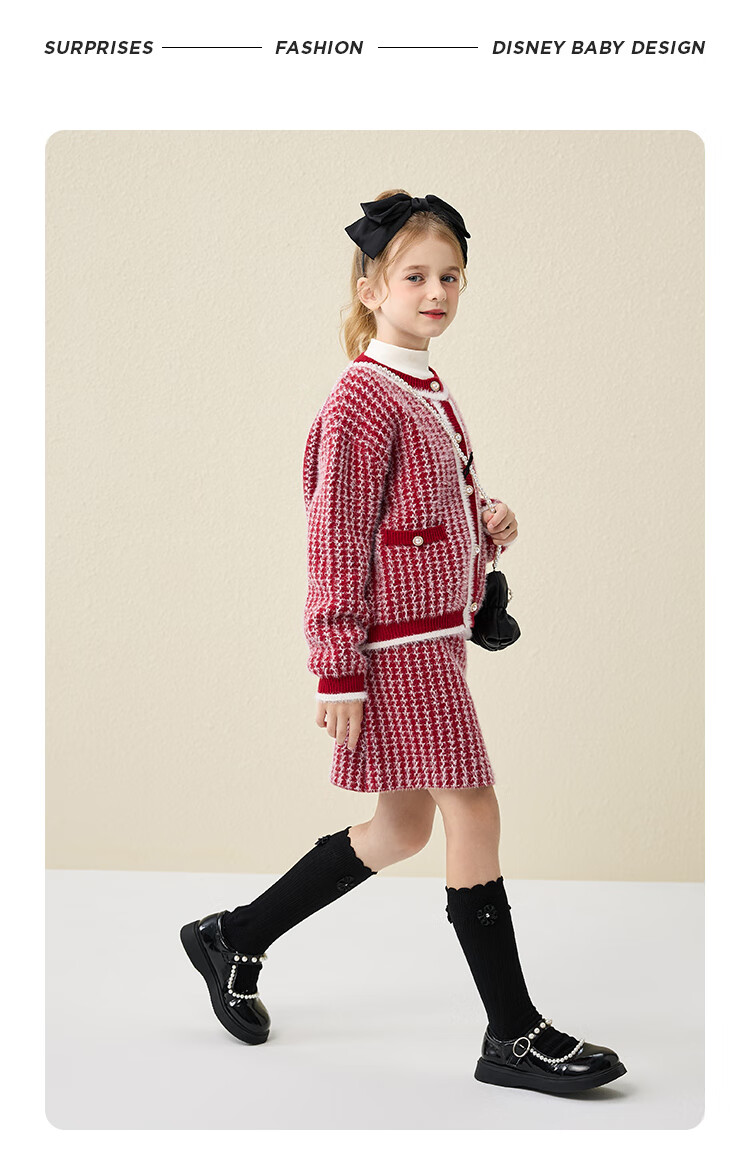 DISNEY Children's Girls' Outfit Set, Dress with Thick Sweater, Red New Year's Outfit, Winter 2023 DB331TE16, Bright Red, Size 110 22