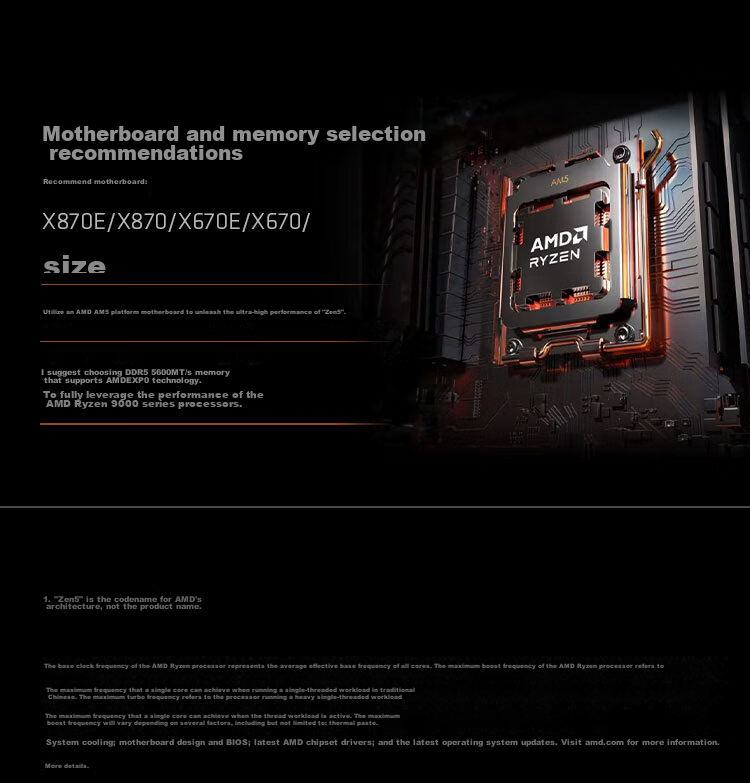 AMD Ryzen 5 9600X Processor (R5), 4nm, 6 Cores 12 Threads, Max Boost Clock up to 5.4GHz, Boxed CPU, Smooth Gaming for Valorant/Delta/CSGO 7