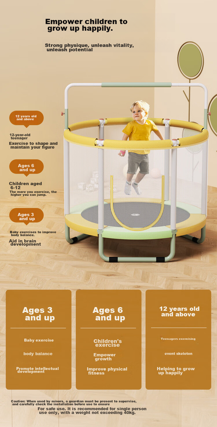 JD Original Trampoline with Enclosure, Indoor Bouncy Bed for Children And Babies, Home Fitness Exercise Equipment 10
