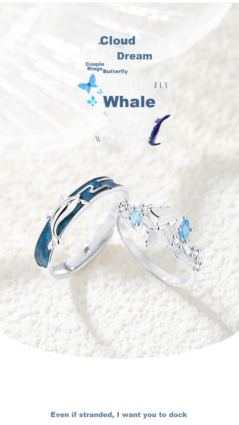 MANHE S925 Silver Ring, Couple Rings, One Pair of Engagement Diamond Rings, Open-End Style for Women And Men, End-Ring, Valentine's Day Gift 1