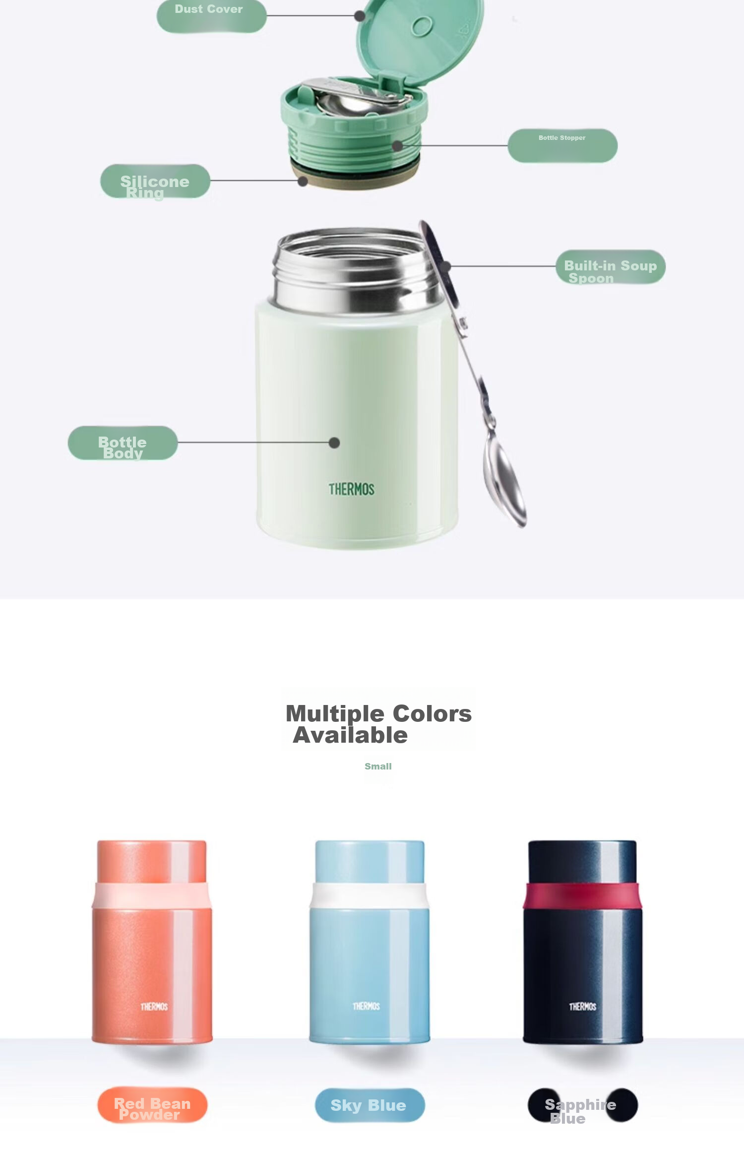 THERMOS Vacuum Insulated Food Jar, 316 Stainless Steel, 520ml Capacity, Thermal Lunch Box, Insulated Container, TCLD-520S PL 8