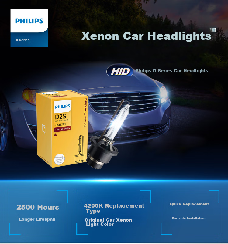 PHILIPS Automotive Xenon Headlight Bulb D2R 35W 4200K, Matches Original Car Light Color, Single Pack 2