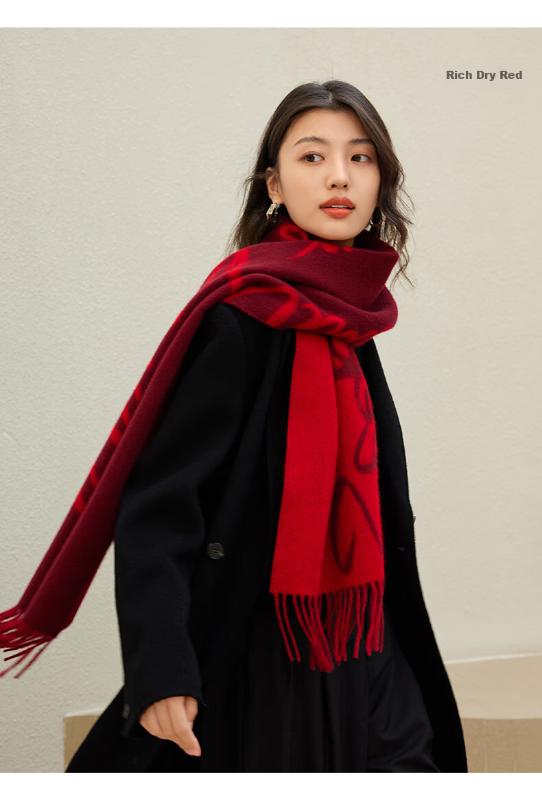 Siggi Wool Scarf for Women, Autumn And Winter Letter Shawl, Thickened Warm Simple Neck Wrap, Birthday Christmas Gift Box Set for Wome 27