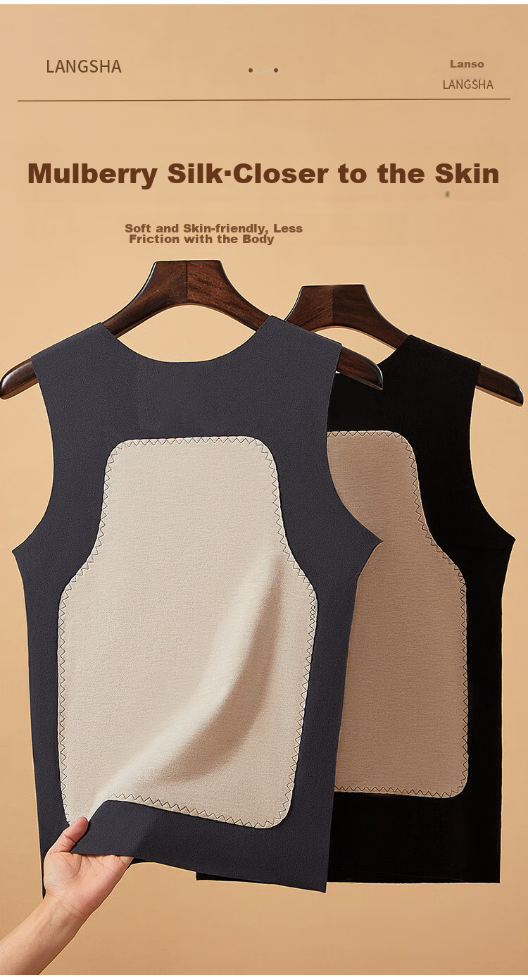 LangSha Thermal Vest for Men, Wool And Silk Patch, Slim Fit, Seamless, Sleeveless, Plus Size Undershirt 3