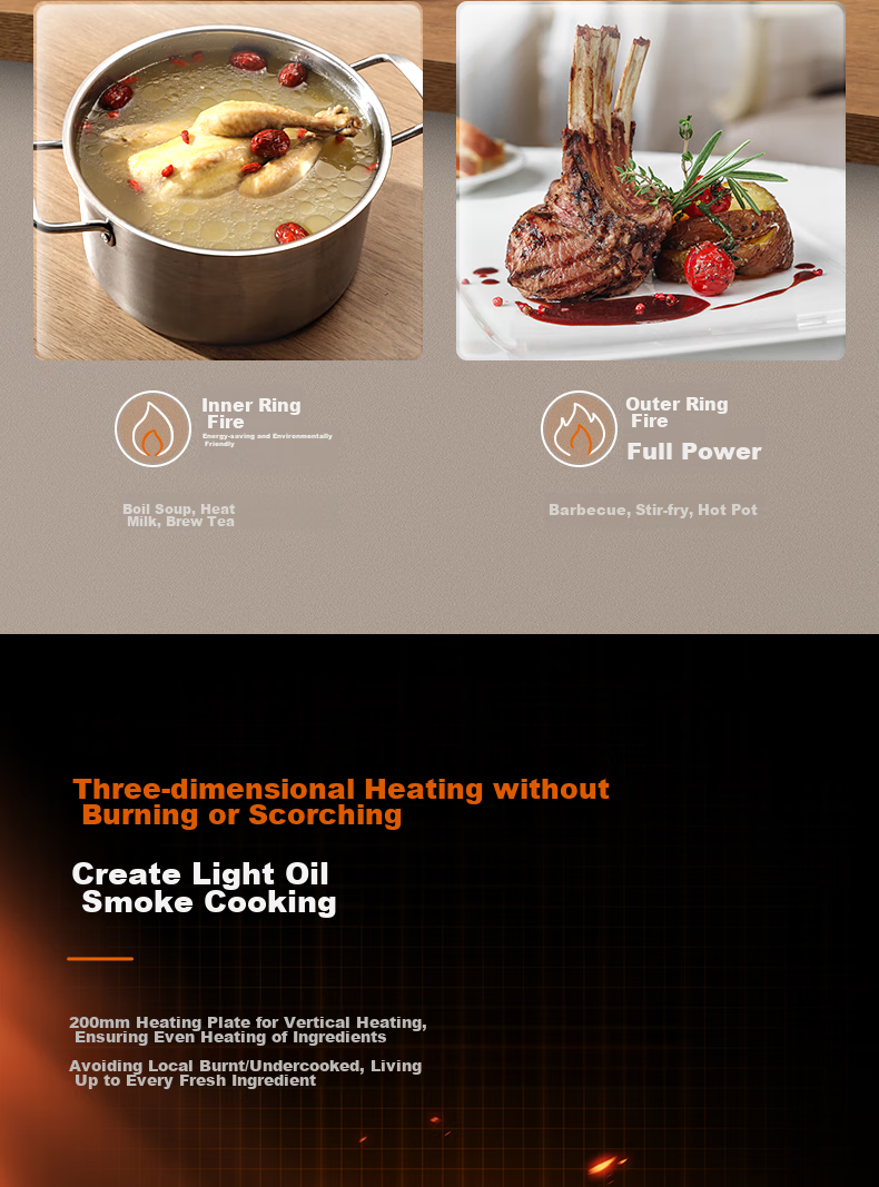 Joyoung Ceramic Induction Cooker, 2200W High Power, Household Hot Pot Stove with Low Radiation, Rotating Temperature Control, Compatible with Multiple Cookware, H22-X3 9