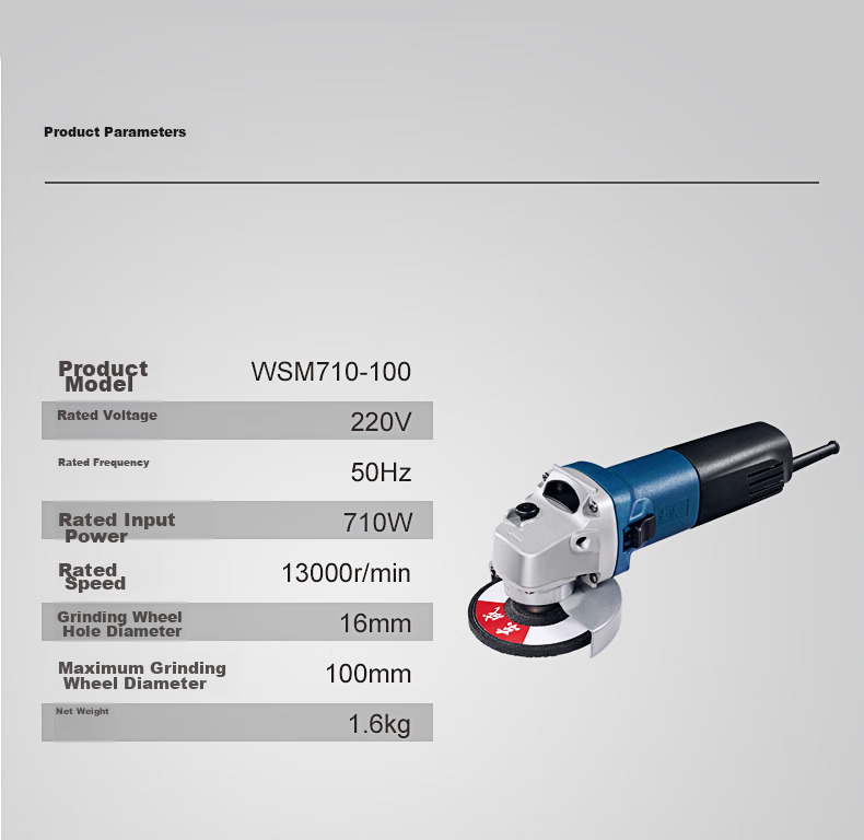 Dongcheng Angle Grinder WSM710-100, Hand Grinder, Polisher, Sander, Cutting Machine, Power Tool 13