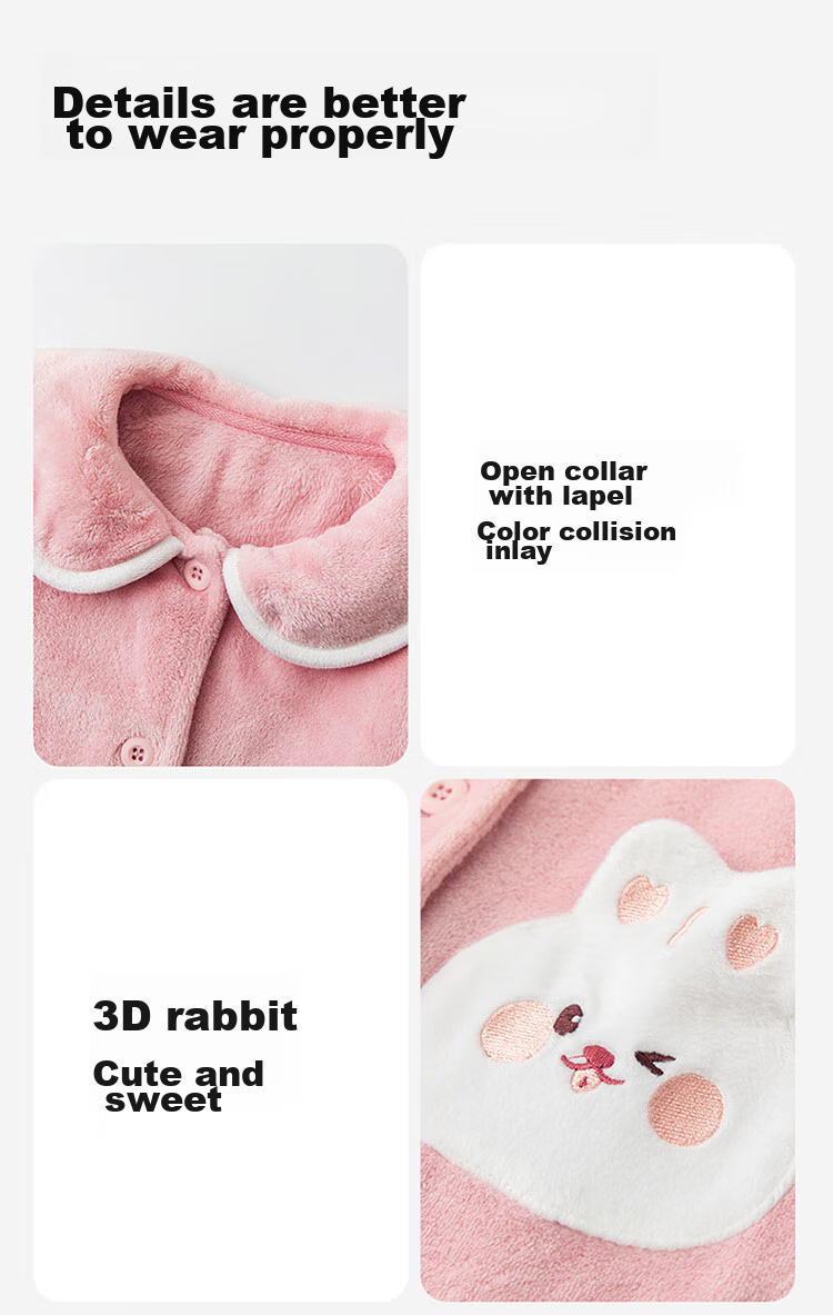 Dingguagua Winter Girls' Pajama Set, Flannel Fleece for Older Children, Coral Fleece Children's Loungewear, Pink, Size 170 16