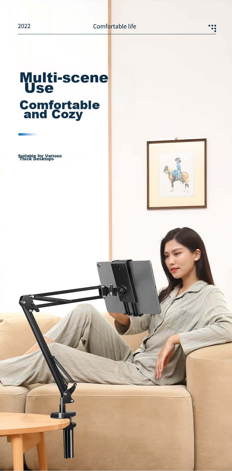 BIAZE [Ultra-Stable] Tablet Stand, Phone Holder for Online Classes And Live Streaming, Bedside Armrest Desktop Overhead Shooting Support Foldable Stand Suitable for Phones/iPads/Tablets 7