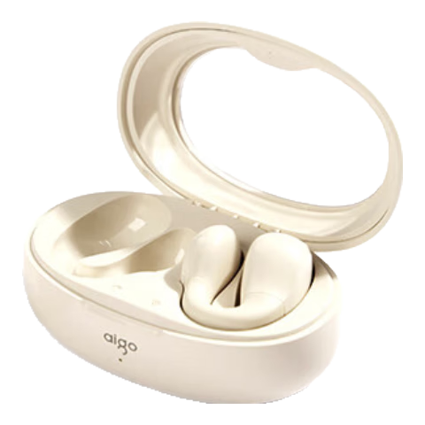 Aigo Open-Ear Headphones, True Wireless Bluetooth 5.3, Bone Conduction Concept for Children's Sports And Running, [Stylish Clip-On] Versatile - TJ170 Beige