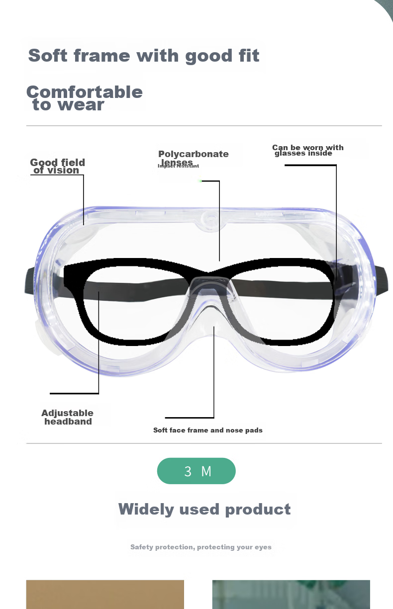 3M 1623AF Chemical Splash Goggles, Effective Protection against Liquid Splashes, Anti-Fog, Impact Resistant, Clear Glasses, 1 Pair 2