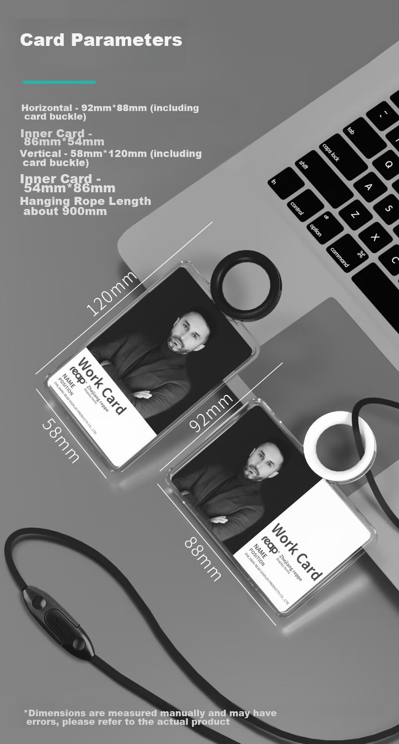 Reap Work Badge Holder with Lanyard, Card Holder for Employee ID Cards, Meal Cards, Bus Cards, Access Control Cards, Name Tag, Chest Badge, Transparent Work Card, Horizontal Style White 7126 - 1 Piece 5