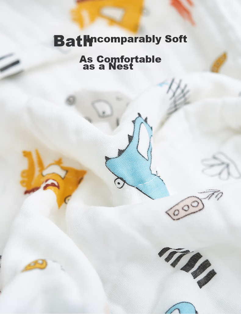 Shiyuejiejing Baby Bath Towel Gift Set, 5-Piece Set, Pure Cotton Breathable Gauze Bath Towel, Baby Bath Cover, 1 Bath Towel + 4 Square Towels 20
