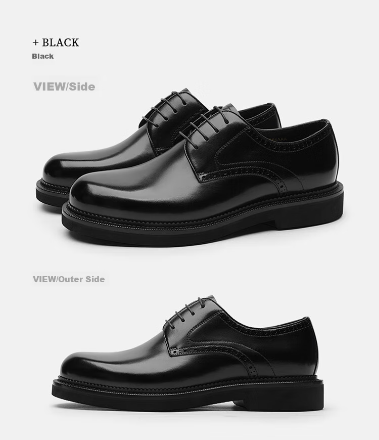 Goldlion Men's Shoes, Business Formal Leather Shoes, Banquet Wedding Shoes, Color-Blocking Craftsmanship, Retro Derby Shoes G521330064CCA Brown Size 37 27