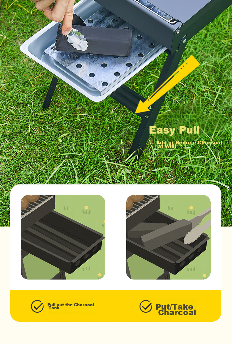 OFEIS Barbecue Grill Set for Home And Outdoor Use, Portable Charcoal Grill for Camping And Kebab Skewers, 6-Piece Set 13