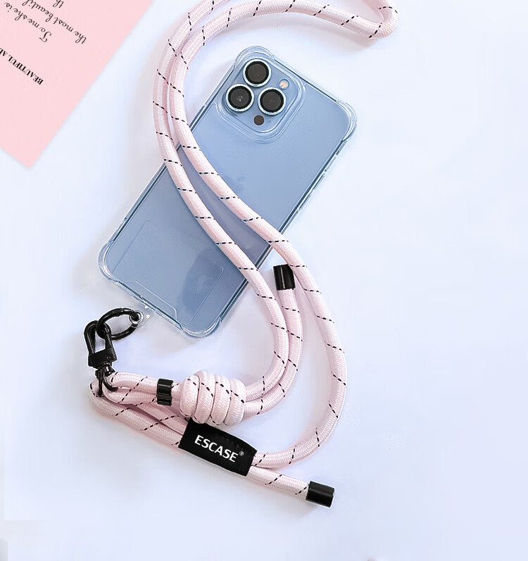 ESCASE Phone Lanyard, Neck Strap, Crossbody, Luminous, Detachable, Adjustable Strap for Outdoor Use, Hiking, Camera Accessory, Anti-Loss, High-End Feel, Light Pink, MPS-L15Pro 5