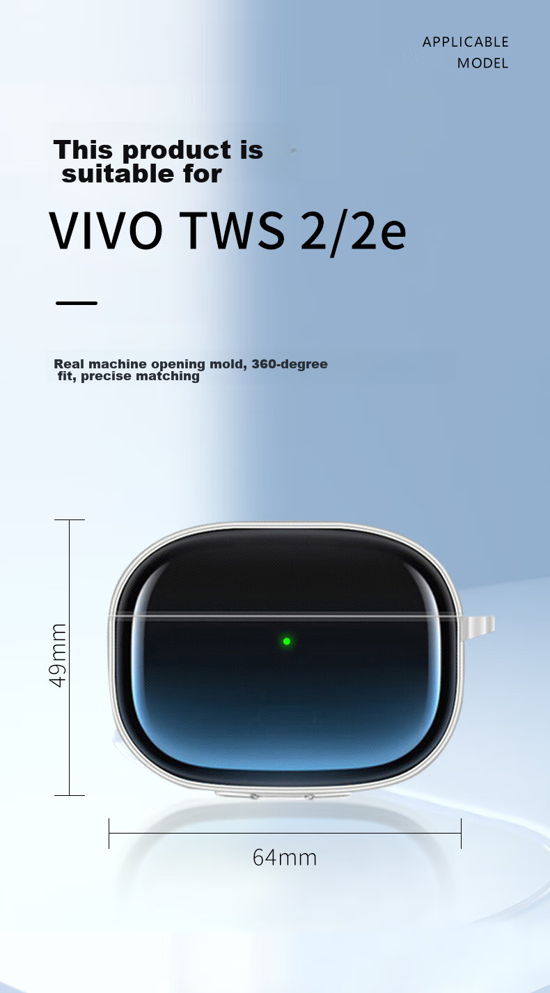 Masentek Bluetooth Charging Case for VIVO TWS 2 & 2e Earphones, IQOO 3/4/5i/pro/3ei/1e/1i/air Soft TPU Transparent Shockproof Protective Cover Accessory 3