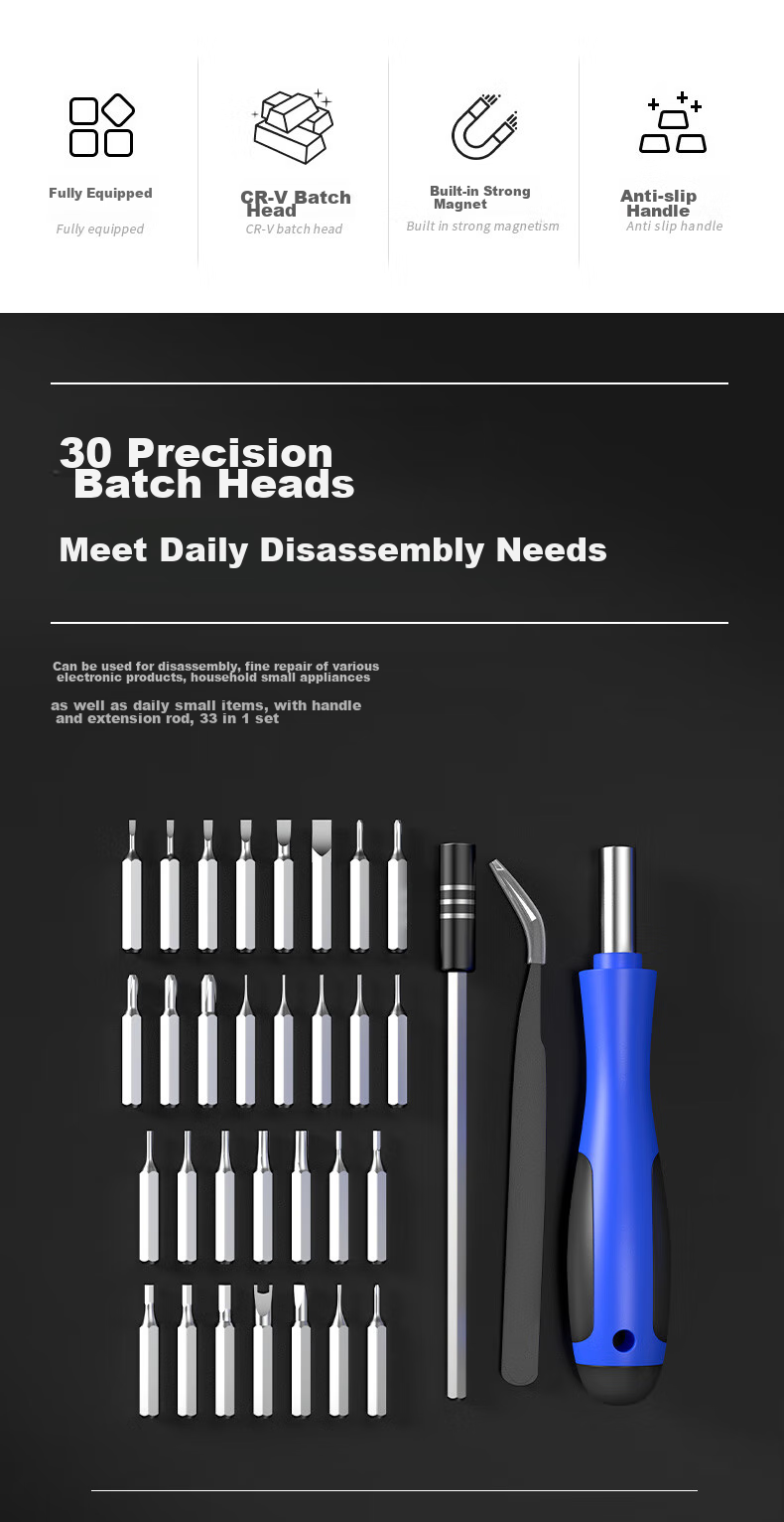Ruineng Precision Screwdriver Set, 33 Pieces, Multi-Functional Household Tools for Laptop And Phone Repair And Disassembly 2