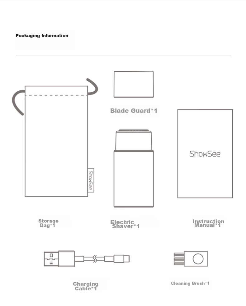 Showsee Electric Smart Sensor Portable Shaver, Fully Washable Razor, Gift for Father Or Boyfriend, Birthday Or Valentine's Day Present, F101-GY 23