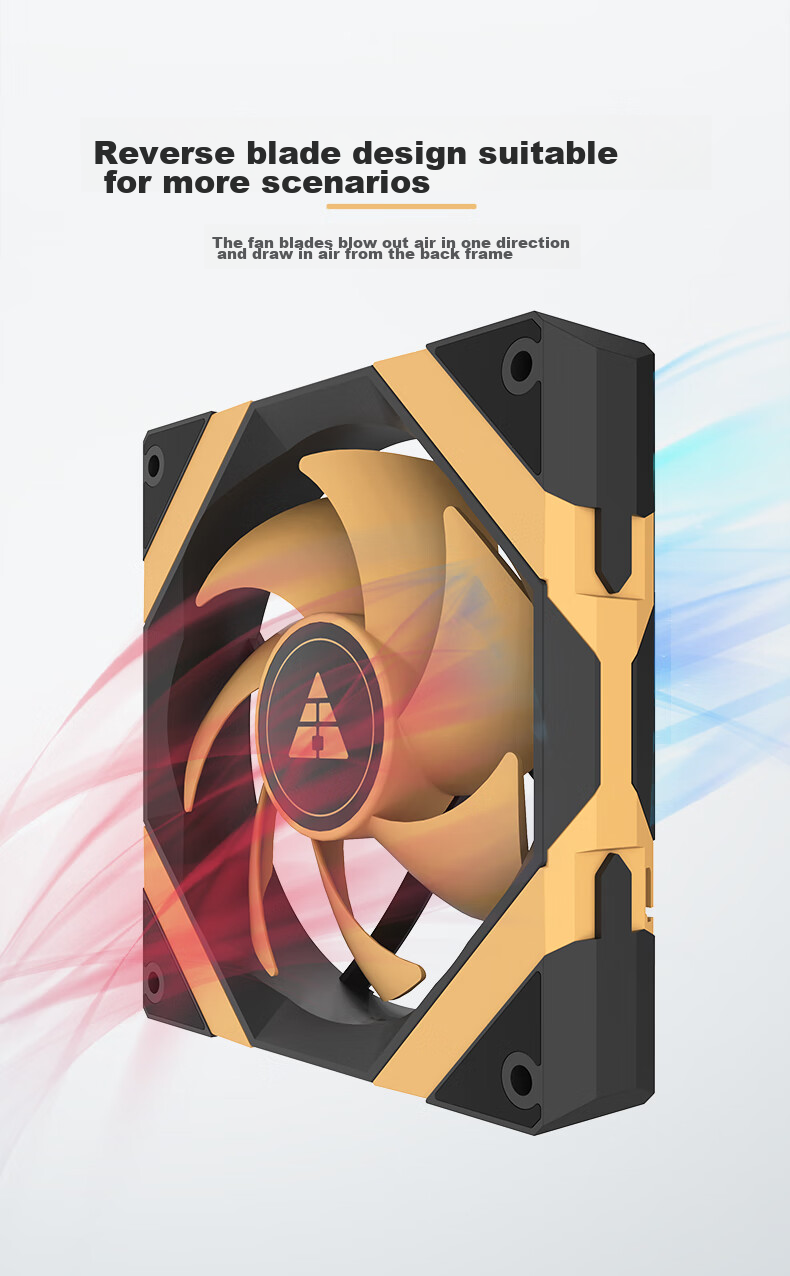 Golden Field Aierdun FZ-L12 Black Gold Anti-Rotor, Non-Glowing PWM Temperature Control, 12cm Desktop Case Cooling Fan, 7 Blades/Low Noise/High Efficient Heat Dissipation/Hydraulic Bearing 4