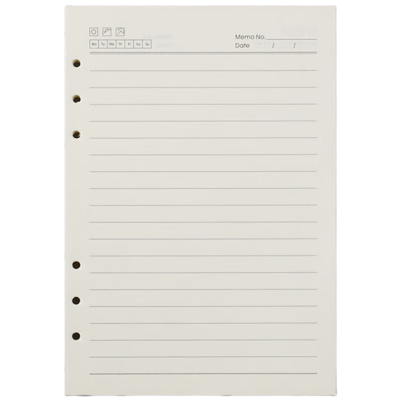 Xuchen Stationery A5 Loose Leaf Paper 6-Hole 100gsm 80 Sheets/160 Pages Refill Notebook Inner Pages Lined Thickened Replacement Core Memo Book 1 Pack Customizable