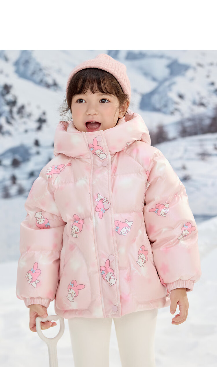 BALABALA Hello Kitty IP Girls' Winter Down Jacket Sanrio Protective Warm Fashion Coat 4