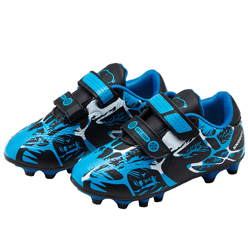SNOOPY SNOOPY Kids Sports Shoes Children's Outdoor Training Shoes Boys and Girls Studded Football Shoes 7898 Black Blue Size 31