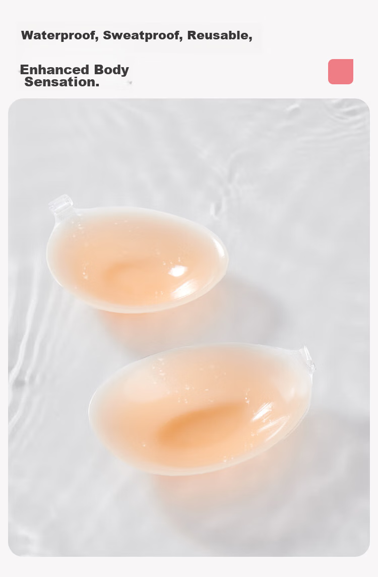 Dushiliren Invisible Bra, Push-Up, Wireless, Wedding Dress, Swimsuit, Underwear, Bra, Anti-Slip, Anti-Exposure, Silicone Breast Pads, D 9