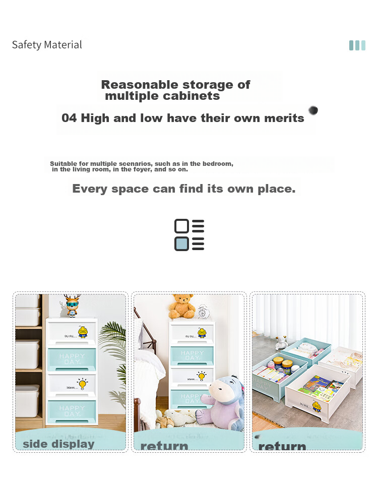 Xitianlong, No-Installation Storage Cabinet, Simple Wardrobe, Bedside Table, Children's Snack And Toy Storage Cabinet, 4-Tier Bird-Shaped Desig 5