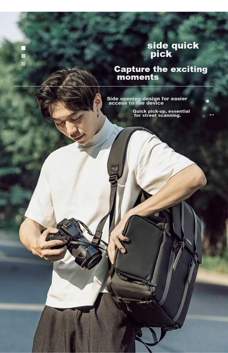 CWATCUN Camera Backpack, Casual Commuter Anti-Collision Photography Bag, Compatible with Fuji, Sony, Canon, Stylish Backpack Suitable for Men And Wome 6