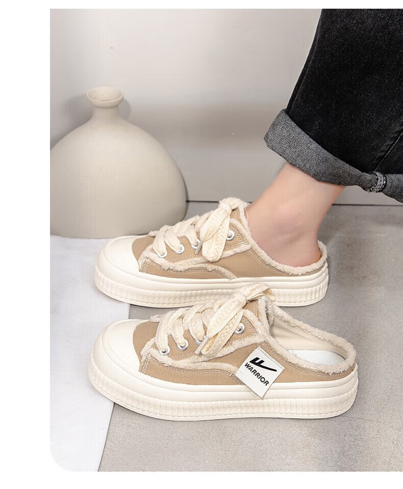 Warrior Women's Canvas Slip-On Half-Slippers Casual Lazy Shoes 855 Black Size 34 10