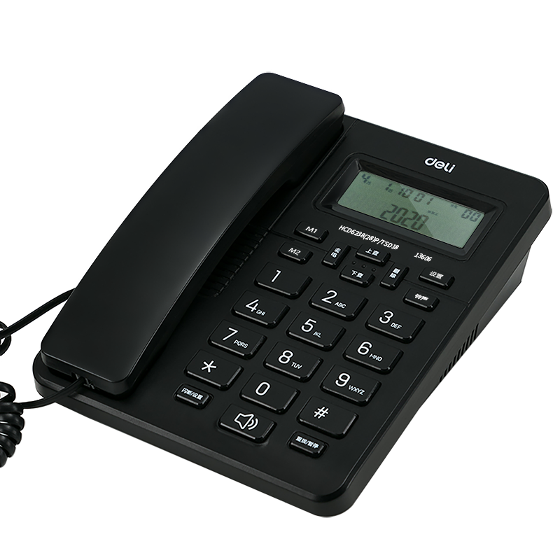 Deli Landline Telephone, Fixed-Line Phone for Office And Home Use, Call Forwarding And Query Function, Can Connect to Extension, 13606 Black