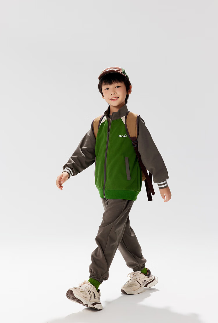 EBAER Spring Children's New Xinjiang Cotton Soft Breathable Skin-Friendly Stand-Collar Cardigan Sportswear Set, Midnight Blue, Size 120 21