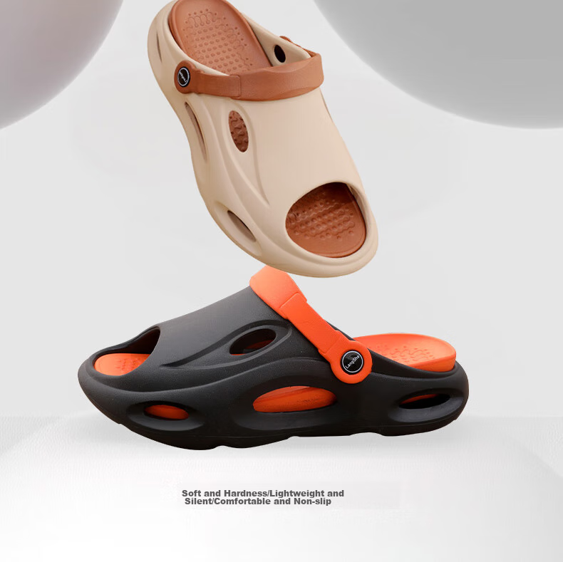 LangSha Men's Perforated Sandals, Outdoor Driving Sandals, Thick-Soled Non-Slip Slippers with Comfortable Feel for Beach Wear 2
