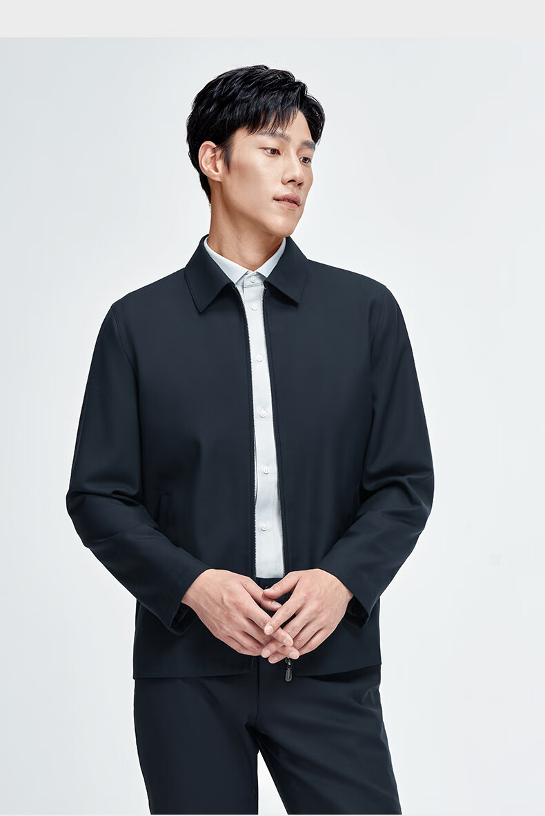 Goldlion [Yun Gan Dashi] Spring And Summer Anti-Static Washable Wool Lapel Business Jacket for Men, Navy Blue, XL 12