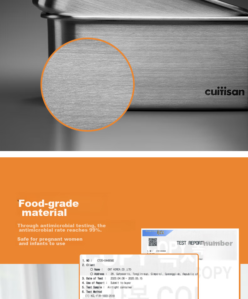 Cuitisan Korean Imported Food-Grade 316 Stainless Steel Lunch Box, Microwave-Safe, Antibacterial Food Storage Container, 530ml 9