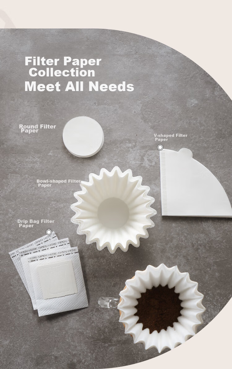 Bincoo Coffee Filter Paper, Pour-Over Coffee Fan-Shaped Filter Paper, Home Drip-Style American Coffee Maker Universal Filter Paper 3