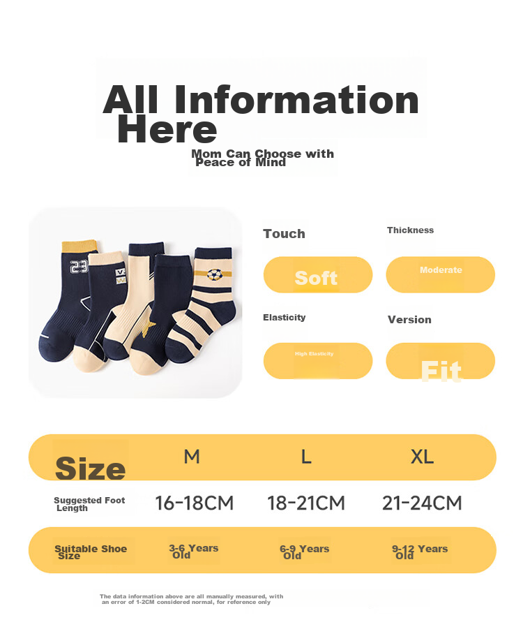 MiiOW Children's Socks, Boys' Mid-Calf Socks for Autumn And Winter, Cotton Socks for Older Boys, Students' Sports Casual Socks 16