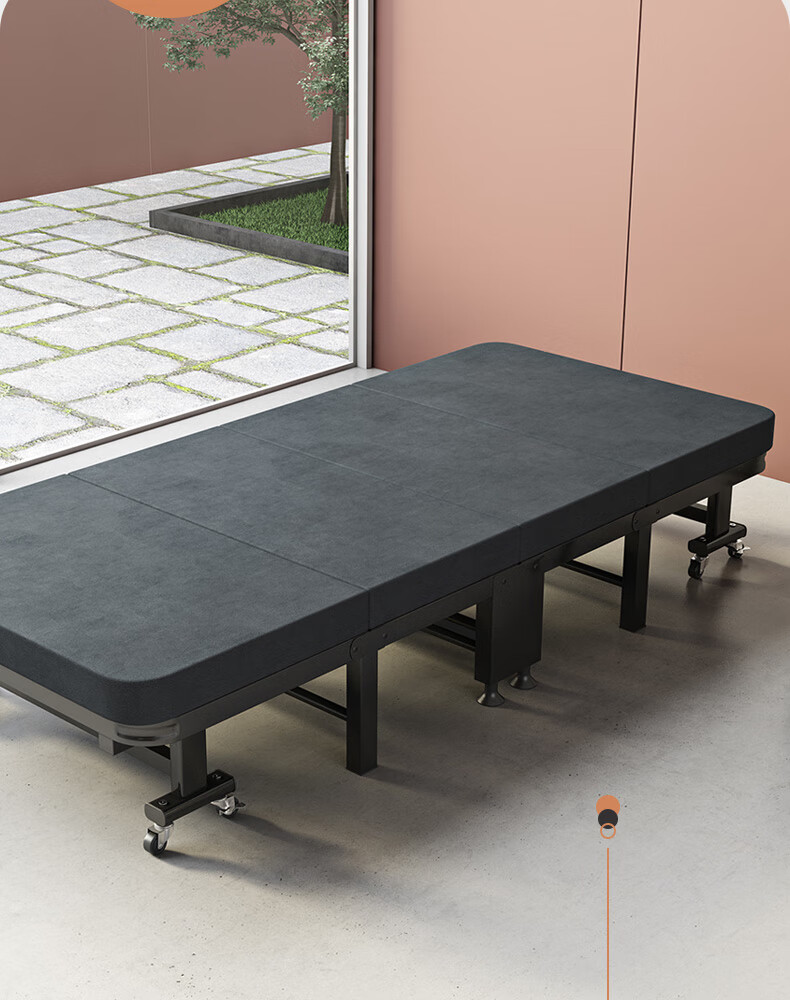Leaijia Folding Bed, Office Nap Bed, Single Home Use Bed, Luxury Portable Coir Mattress, Hard Board, Four-Fold Accompanying Care Bed 2