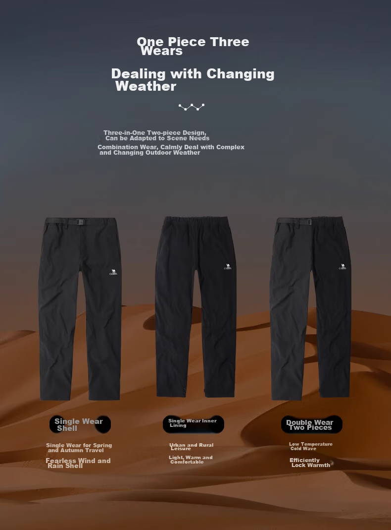 CAMEL Outdoor Hiking Pants for Men, Three-In Spring And Autumn Windproof Waterproof Thickened Fleece-Lined Mountaineering Ski Pants A13CAF0045 12
