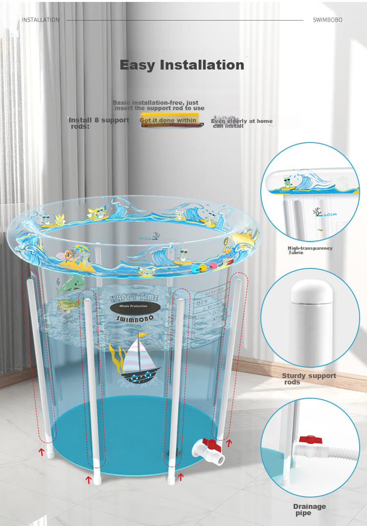 Kingpou Baby Swimming Pool, Foldable Frame Pool for Home Use, Children's Bathing Tub K6002 12