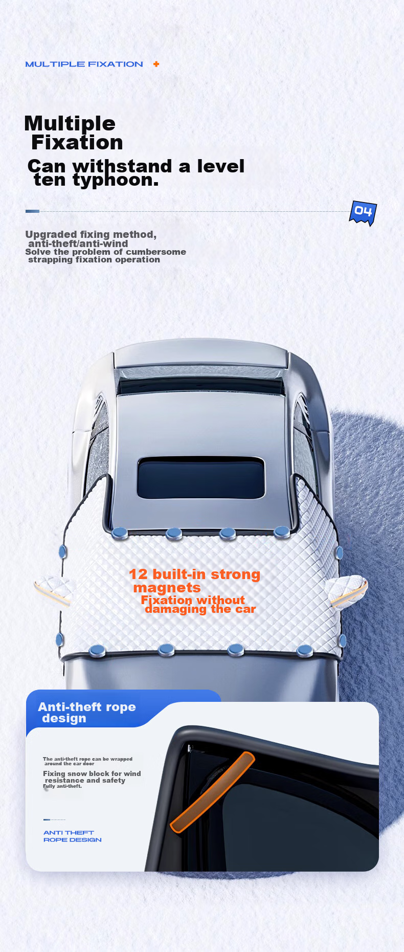 Mengduofu Car Windshield Cover, Snow Cover, Front Windshield Cover, Windshield Protector, Winter Frost And Freeze Protection Cover 12