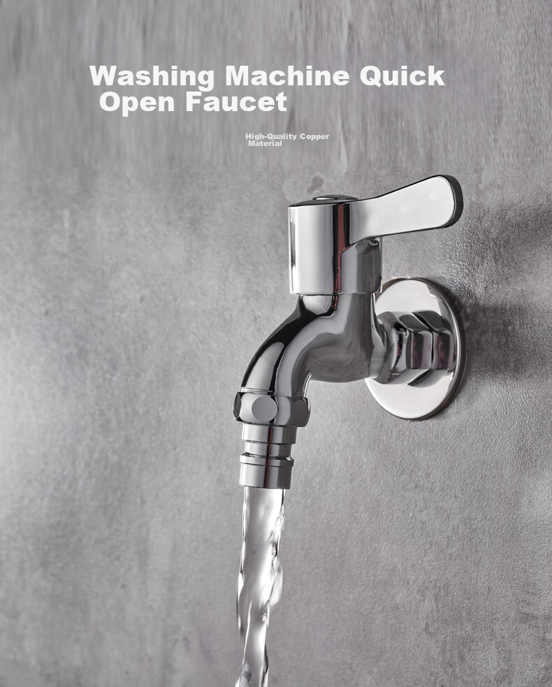 HSPA Washing Machine Faucet, One Inlet Two Outlets, Copper Material Double-Head Faucet, Single Cold Quick-Open 4-Point Spout, Universal 5112 1