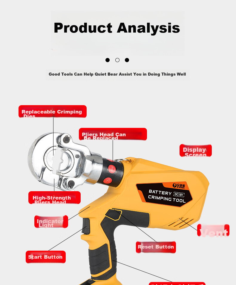 Anjingxiong Electric Hydraulic Crimping Pliers, Lithium Battery Multi-Functional Wire Crimper, Copper And Aluminum Terminal Crimping Tool, Cable Crimping Pliers 18