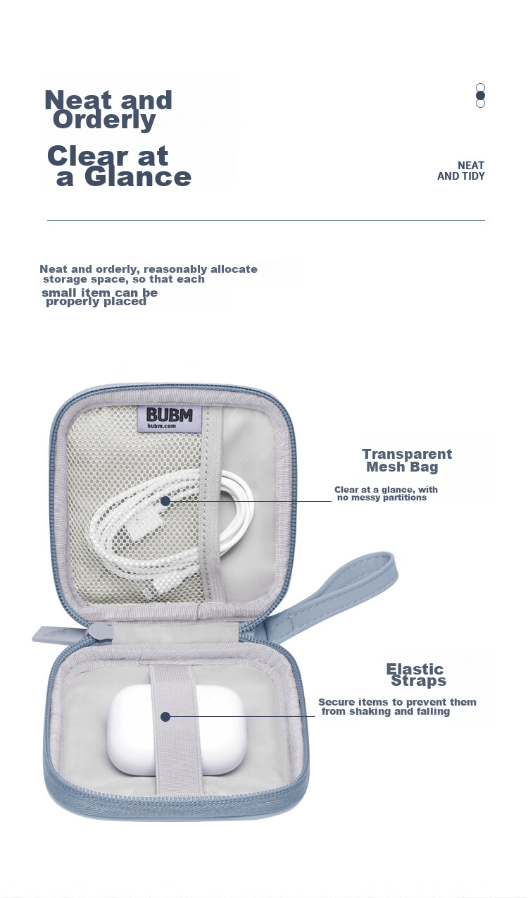 Biyoumei Earphone Storage Pouch, Cable Organizer, USB Flash Drive Case, Charger Accessory Storage Bag 3