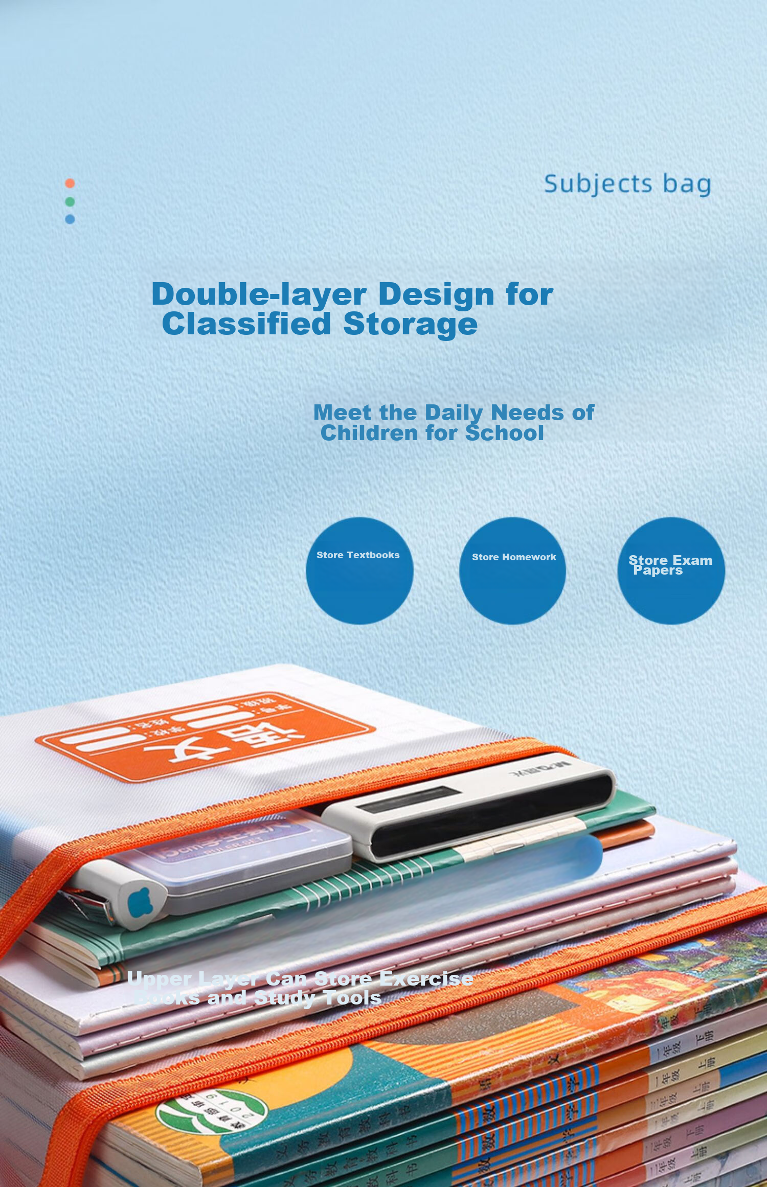 Jinzhi A4/4 Subject Classification Double-Layer File Folder, Elementary School Student Subject Pouch, Book Bag, High School Student Textbook Exam Paper Subject Organizer, Homework Pouch, Study Bag, Back-To Essential 20
