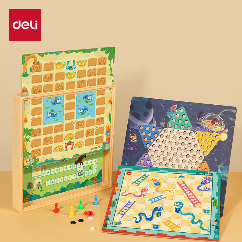 Deli Six-In Children's Game Set: Go, Chess, Checkers, Ludo, Battle Chess, Board Games, Camping Gift
